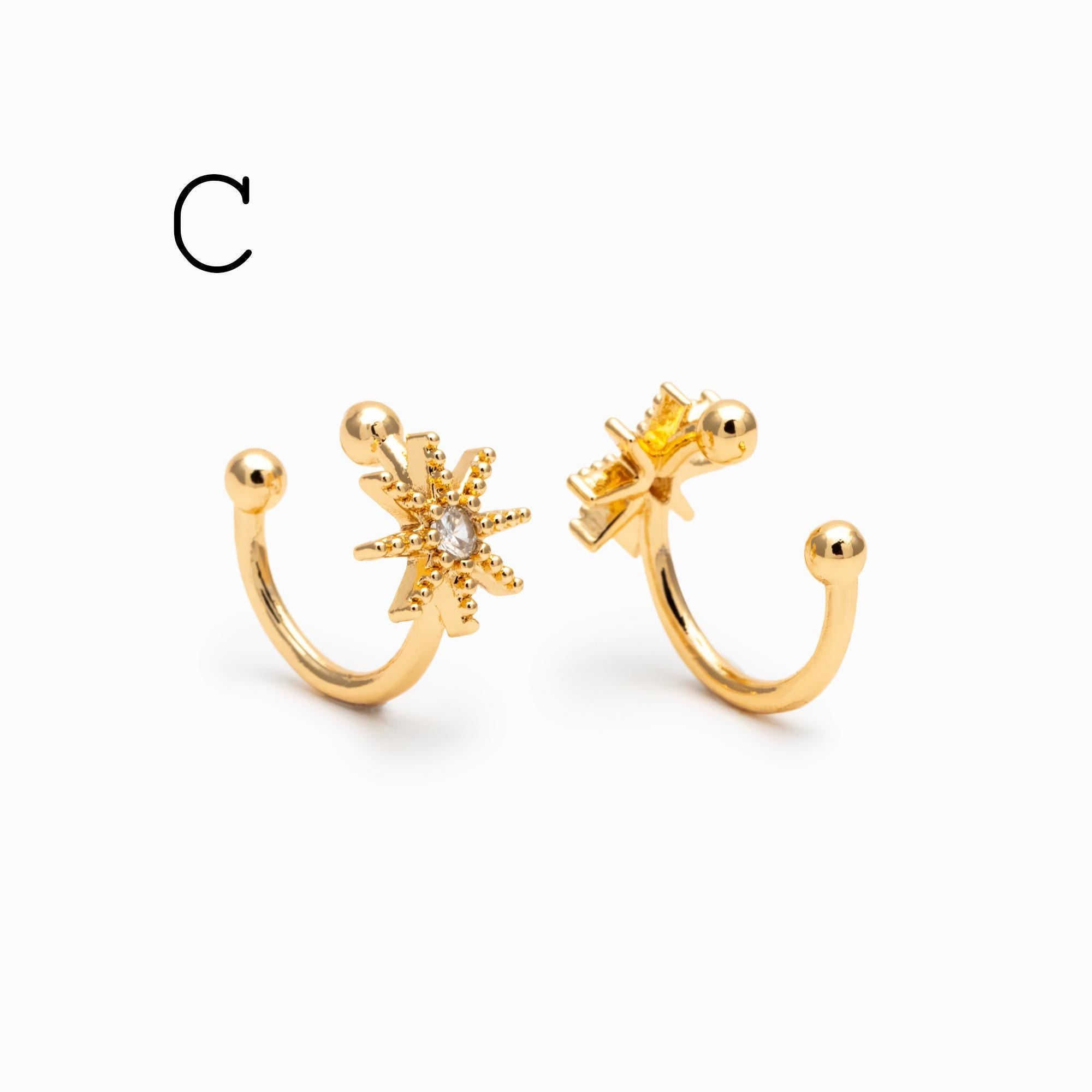 10pcs CZ Pave Gold Ear Cuff, Minimalist Ear Cuff, Dainty Earcuff Earring (GB-3539)